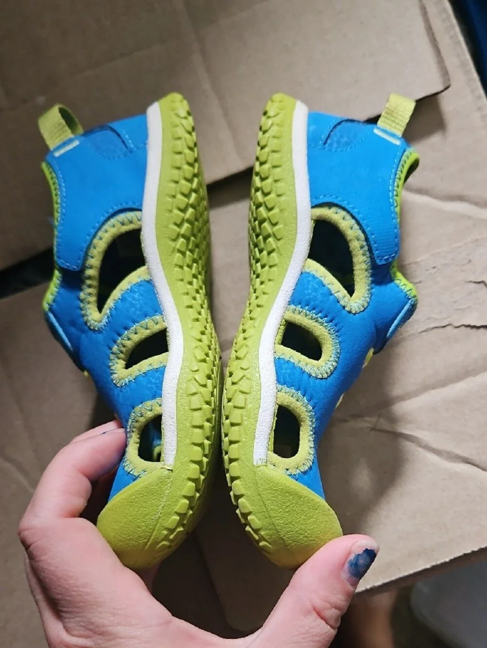 KEEN Kids Blue and Lime Green Water Shoes
